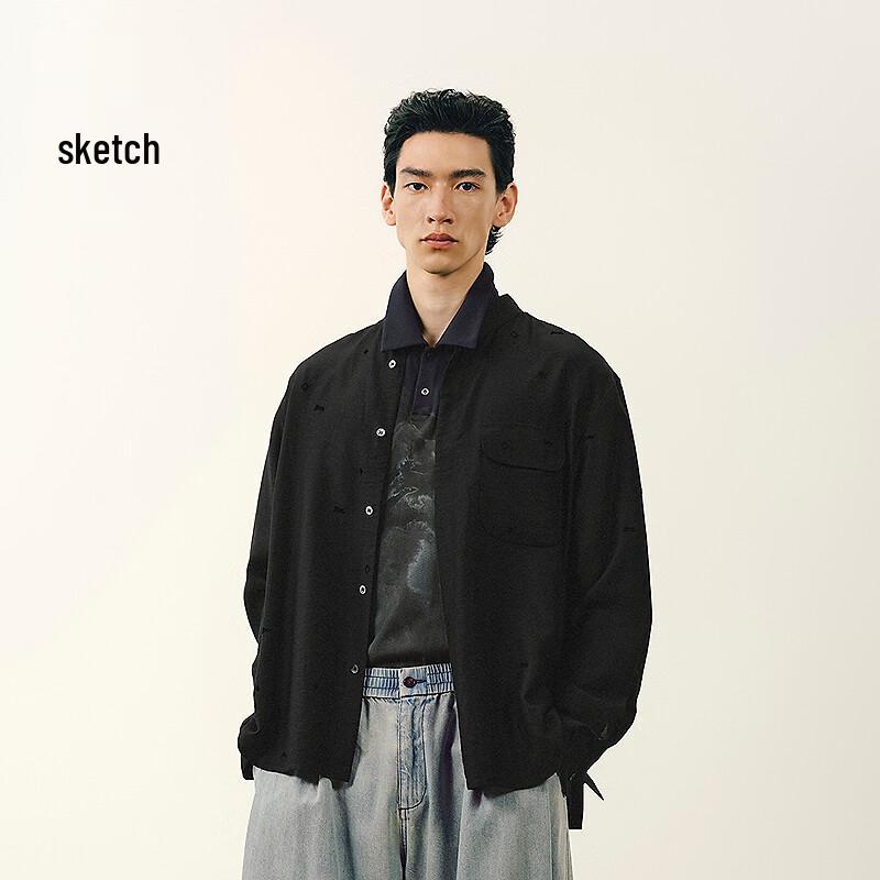 CROQUIS Men's 2026 Summer Casual Loose Fit Stand Collar Long Sleeve Shirt