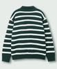 Nodu Scalloped Stripe Collar Knit Cardigan [Green]