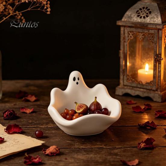 Versatile Glue Casting Halloween Ghost Storage Bowl Silicone Mold, DIY Jewelry Dish Candy Desktop Organizer Mold for Plaster Resin Cement Epoxy Party
