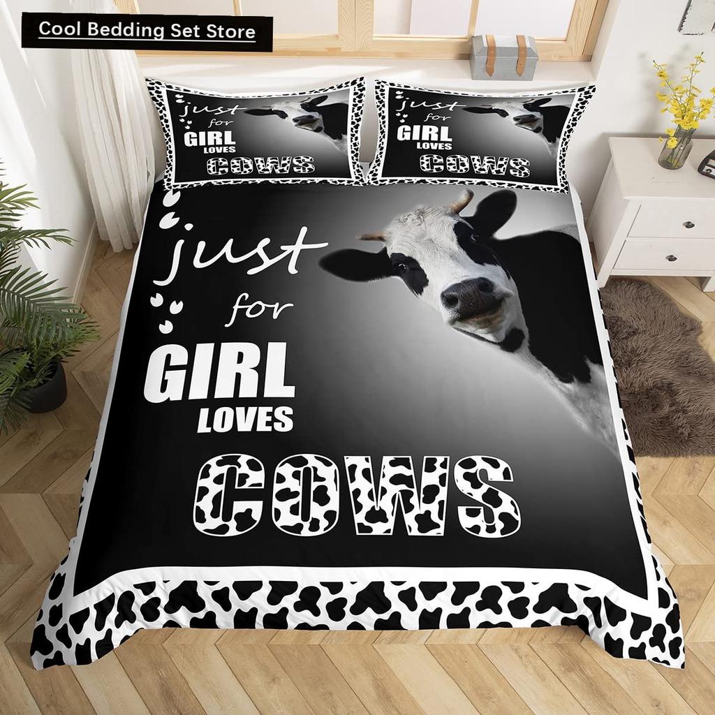 Comforter Cow Herd Pattern King Queen Bedding Set Highland Bull Farm Animal Dairy Cattle Comforter Polyester