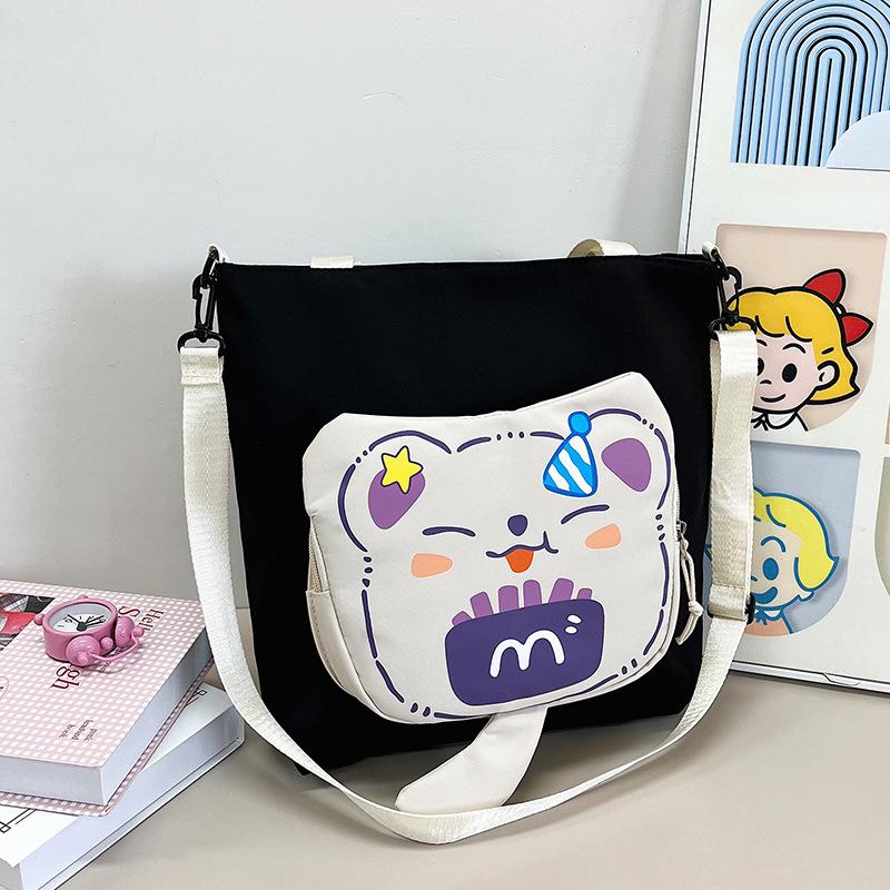 Large capacity women's bag tote bag new shoulder bag cartoon sweet messenger bag tutoring bag