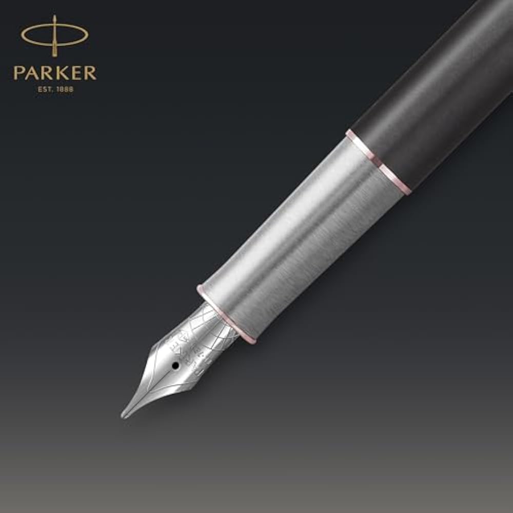 PARKER Parker Fountain Pen Sonnet Premium Metal & Gray PGT Fine 18K Gold Nib In Gift Box, Regular...