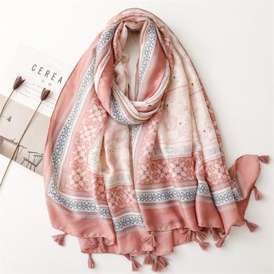 Écharpe Vintage Style Ethnique Coton et Lin Toucher Main Châle de Voyage Bohème Yunnan Écharpe Élégante et Simple pour Femmes