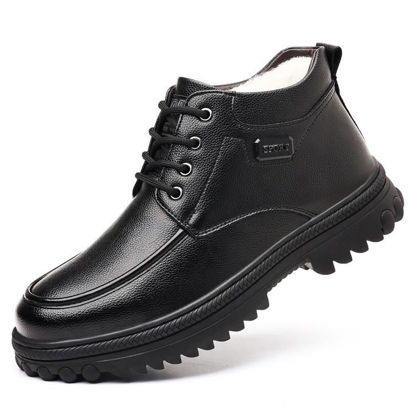 

Ботинки с хлопковой подкладкой, мужские зимние, из натуральной кожи, с добавлением шерсти, повседневные, с высоким берцем, с флисовой подкладкой, сохраняющие тепло 44