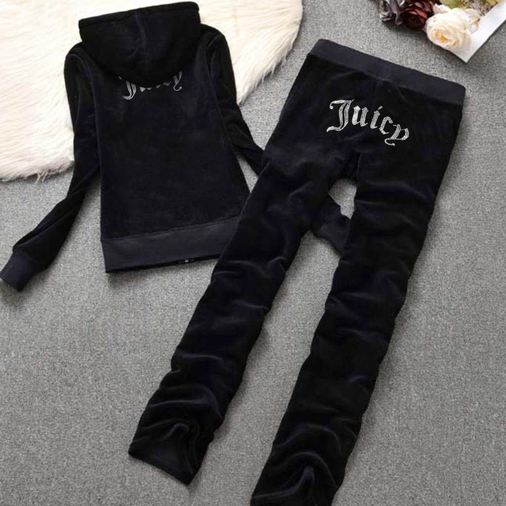 Women's Two-piece Casual Long Sleeved Hot Diamond Diamond Velvet Sports Casual Set