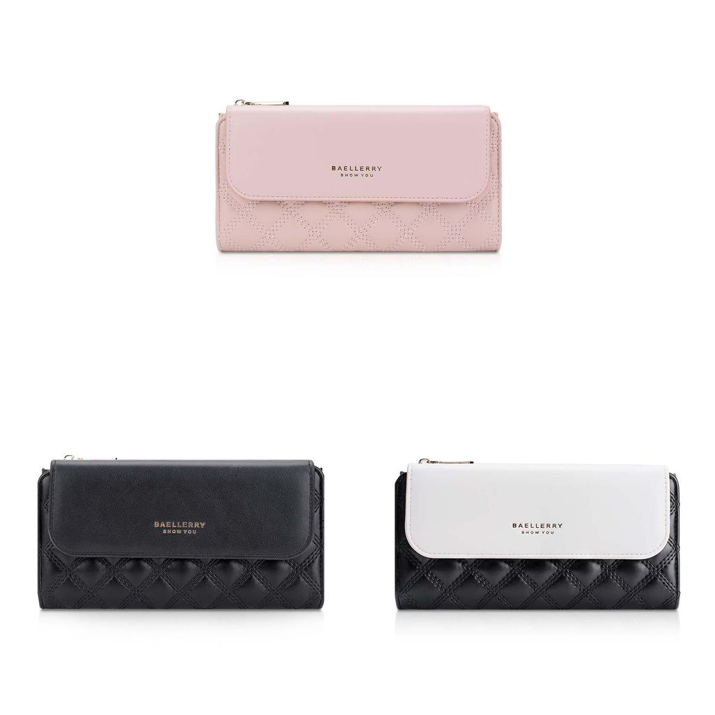 Designer Long Wallet For Ladies With Quilted Pattern And Antitheft Features For Casual Outings