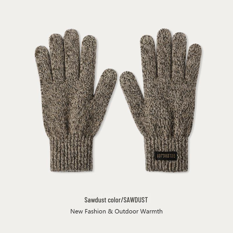 Herren Winddichte Wollstrick-Fahrradhandschuhe - Fleecegefüttert, Dick, Warm, Touchscreen-kompatibel