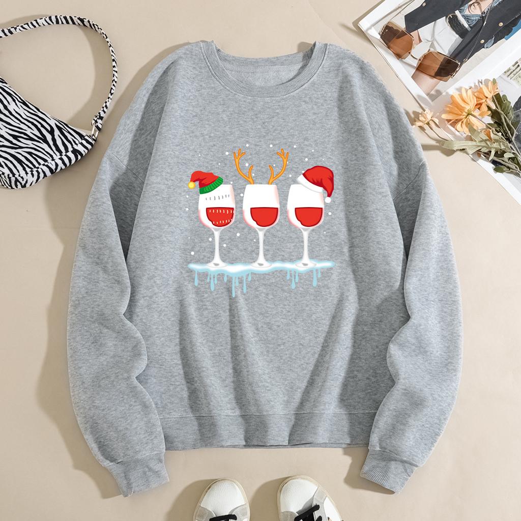 Christmas Women Thick Hoodies & Sweatshirts Velvet Round Neck Hoodie Winter Warm Pullover Casual Sweatshirt