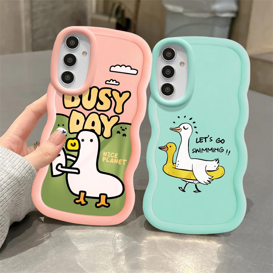 Soft Phone Cover Case for Samsung Galaxy A16 A52 A12 A13 A11 A21s A15 A14 A06 A04 A23 A05 A03 A33 A53 A22 Cartoon Duck