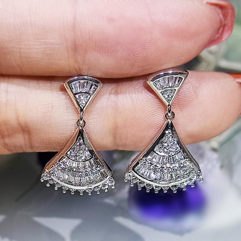 Gem Claw Chain Set Necklace Earring Ring Three Piece Set