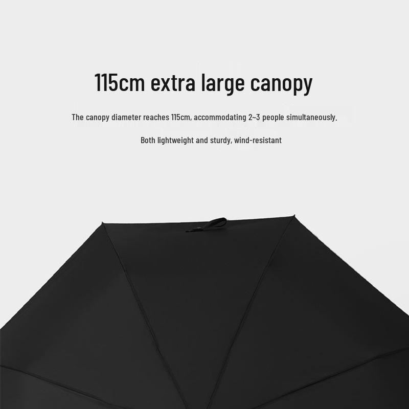 Ultra-Light Carbon Fiber Windproof Folding Umbrella, Extra Large, 8 Ribs, Black, for Men and Women
