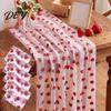 Decorative Tulle Table Runner Sheer Runner, Strawberry Cherry Lemon Pattern, Summer Customizable Party Decorations Overlay, Seasonal Fruit for