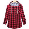 Autumn and Winter New Plus Size Women's Slim Fit Mid Length Plaid Hooded Cardigan Top Jacket