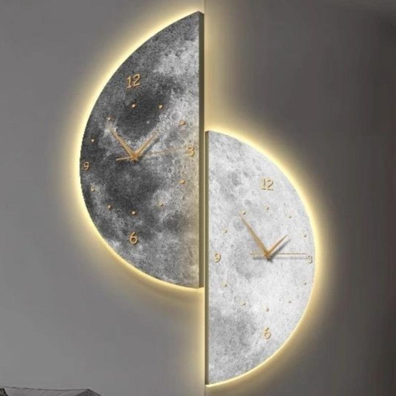 Nordic Wall Clock Minimalist Morden Design Luxury Corner Clocks Voice Controlled Interior Wall Lamp Living Room Decorations