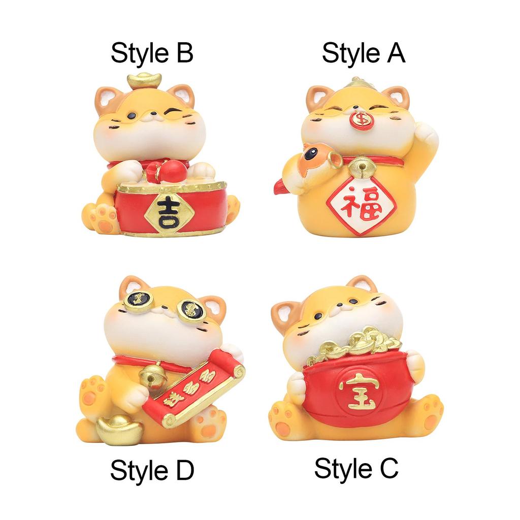 Lucky Cat Figurine Collection Desktop Ornament Animal Sculpture Car Dashboard Decor for Office Living Room Bedroom Shelf Desk