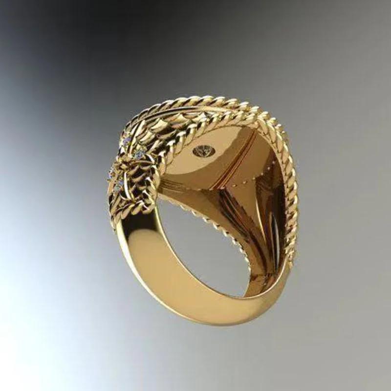 Trendy Men's Ring Hip Hop Compass Stamp Artificial Zircon Inlaid Fashion Retro Style Classic Casual Luxury