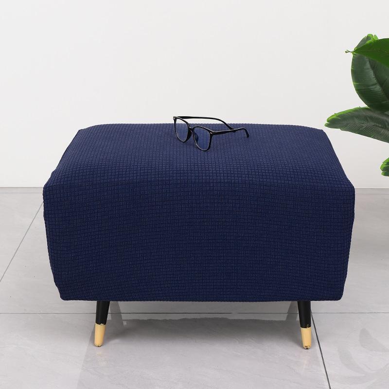 

1PC Solid Color Stain-Resistant Ottoman Slipcover Elastic Thickened Full Coverage Footstool Cover Furniture Protector Home Hotel