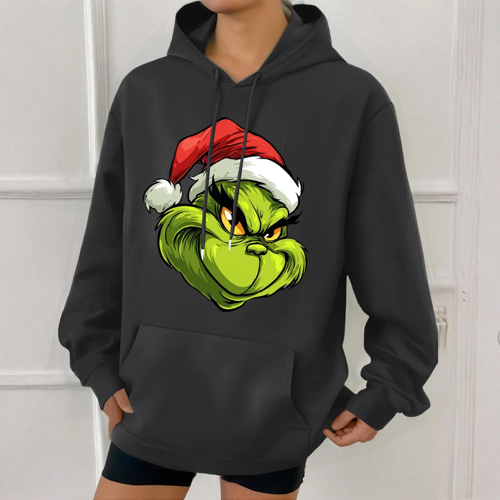 Women's Fashion Christmas Printed Casual Hooded Sweatshirt With Pockets
