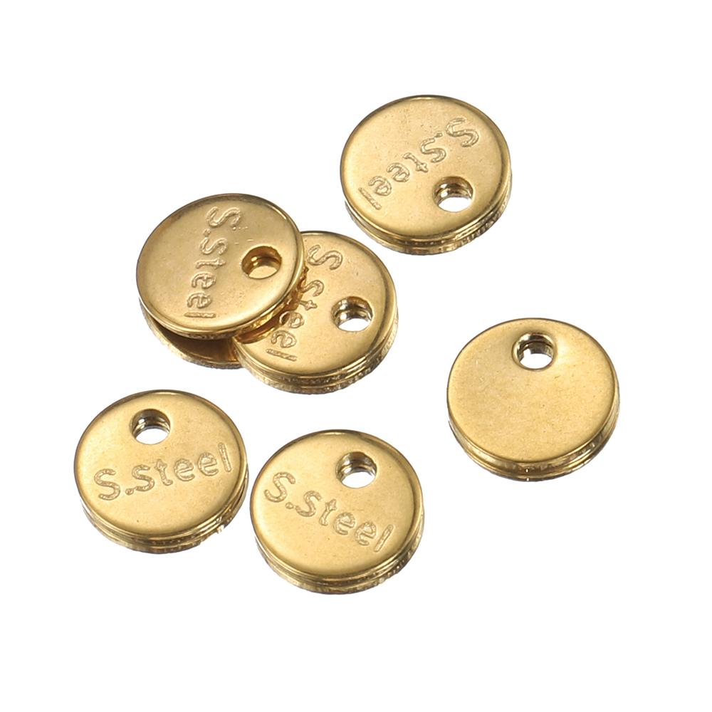 50pcs Stainless Steel End Charms Pendants Vacuum Plating Bracelet Chain Extension Tail Charm for DIY Jewelry Making No Fade