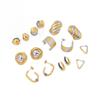 18K Gold Plated Titanium Steel Geometric Studs & Hoops Earring Set for Women - European & American Style