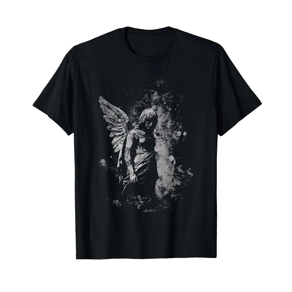 Gothic Angel Statue Dark Art Fallen Grunge Angelic Horror T Shirt Vintage Versatile Comfortable Stretched Streetwear