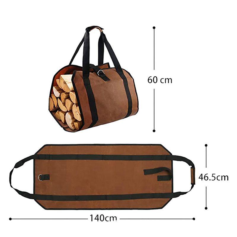 4PCS Firewood Storage Bag Portable Firewood Carrying Bag Portable Canvas Logging Bag