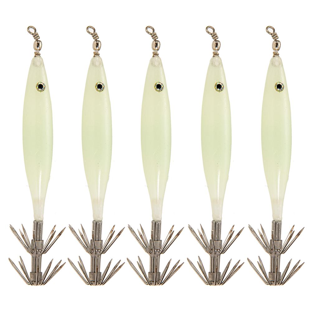 5Pcs Luminous Squid Lure Squid Fishing Lure Rustproof Cuttlefish Attracting Lure Portable Double Hook for Seawater Fresh Water