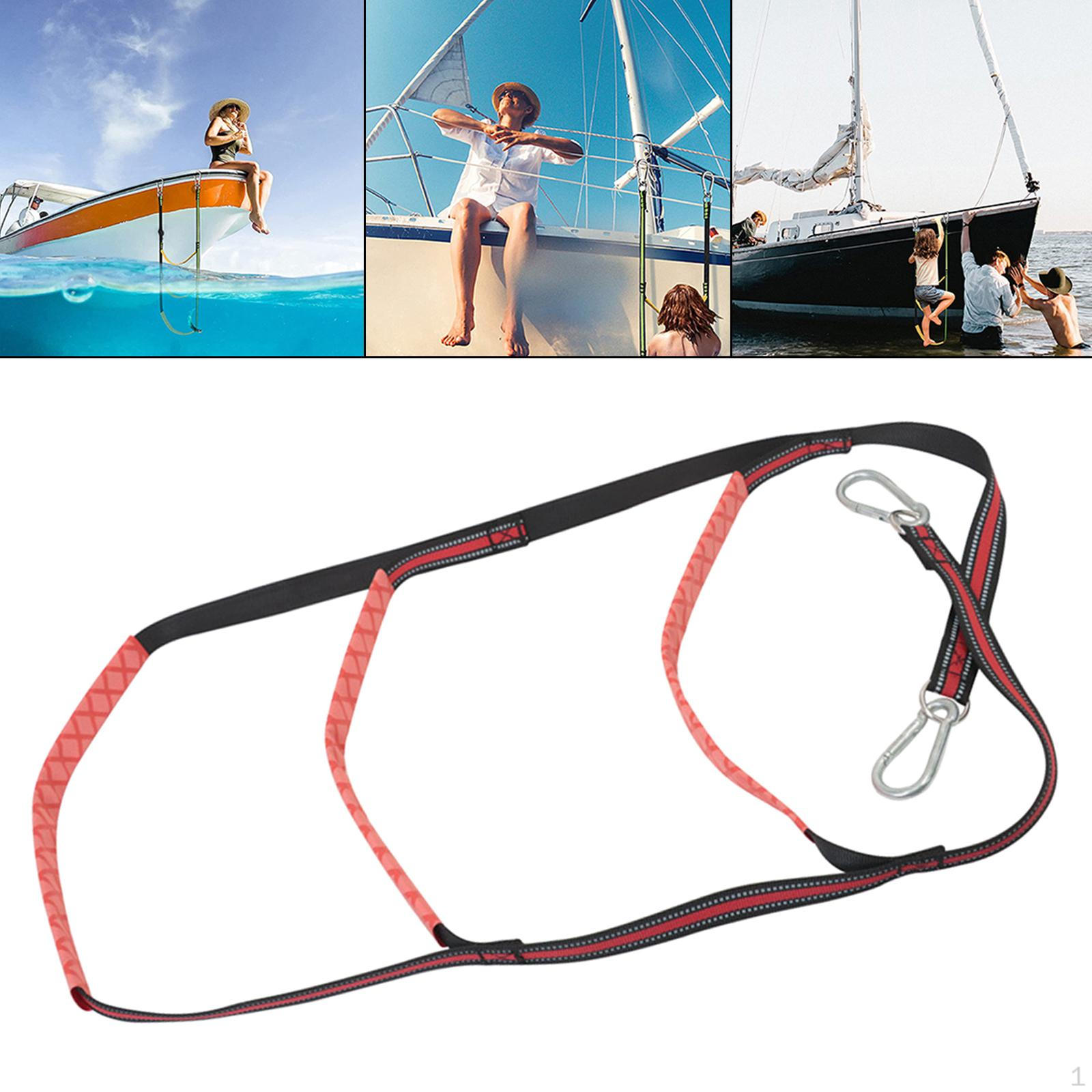 3 boat Rope Ladder, Portable Boarding Ladder,Fishing Ladder for Inflatable Boat, Kayak, Red