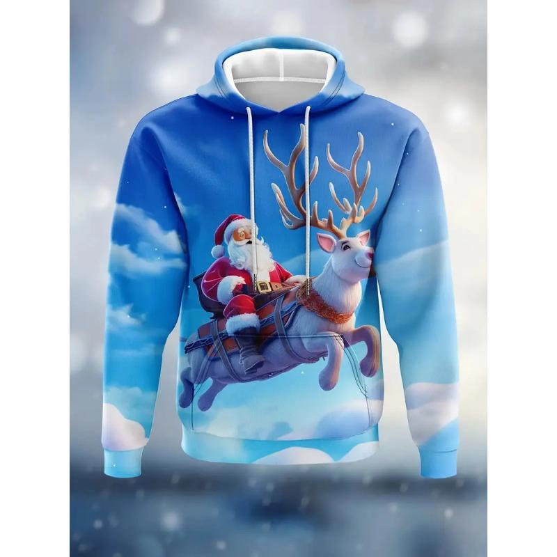 Full Christmas Santa Claus Elk Hoodie For Men Women New In Casual Pullovers Sweatshirts Men's Xms Snowman Sport Hoody
