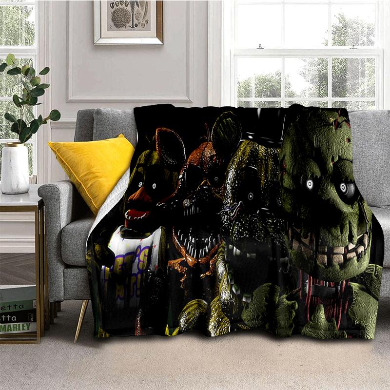 Horror Game F-FNAF Freddy Movie Flannel Blanket Soft Warm Throw Blanket for Bedroom Living Room Bed Travel Camping Picnic Gift