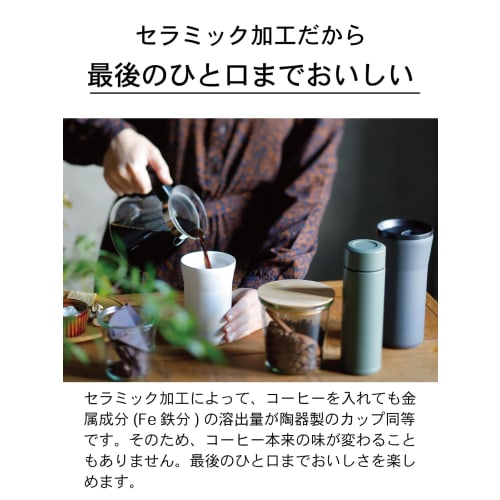 Kyocera Vacuum Insulated Tumbler with Lid, Replacement Gasket Set, Ceramic-Coated Interior, Condensation-Free, Keeps Hot or Cold, CERAMUG, 350ml, Dark