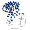 KX4B Moda Redondo Vidro Cristal Contas Rosário Católico Colar Pingente Gargantilhas