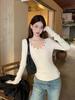 Spicy Girl Rivet Round Neck Slim Fit Long Sleeve T-shirt for Women's Autumn/Winter Wear