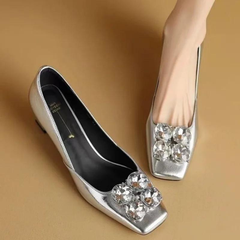 Fashion 2025 High Quality Ladies Shoes Slip-on Women's High Heels New Crystal Office and Career Fashion Best Seller High Heels Zapatos