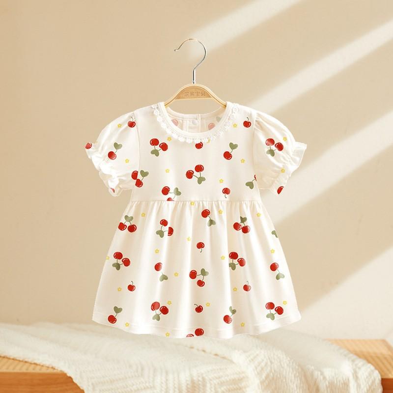 Girls Summer Cotton Floral Dress Lightweight Princess for Toddlers