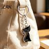 Zinc Alloy Key Holder 2Pcs Black White Cat Keychain for Backpacks, Oil Dripping Enamel DIY Bag Pendant Kitten Ring, Metal Schoolbag Charm Decoration