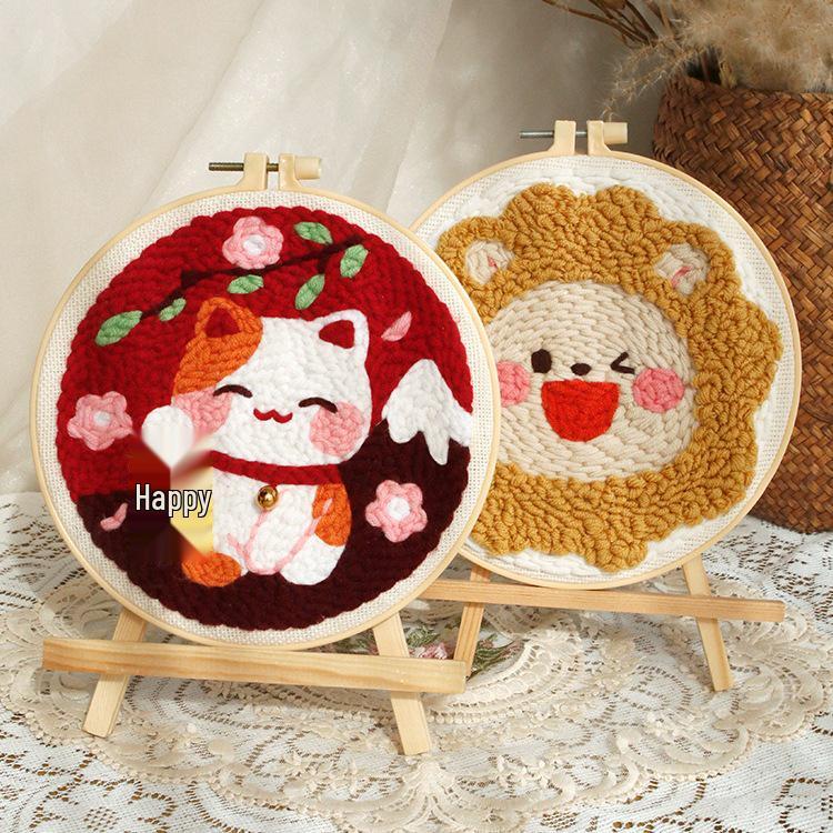 DIY Russian Punch Needle Kit: Handmade Beginner Cartoon Wool Painting