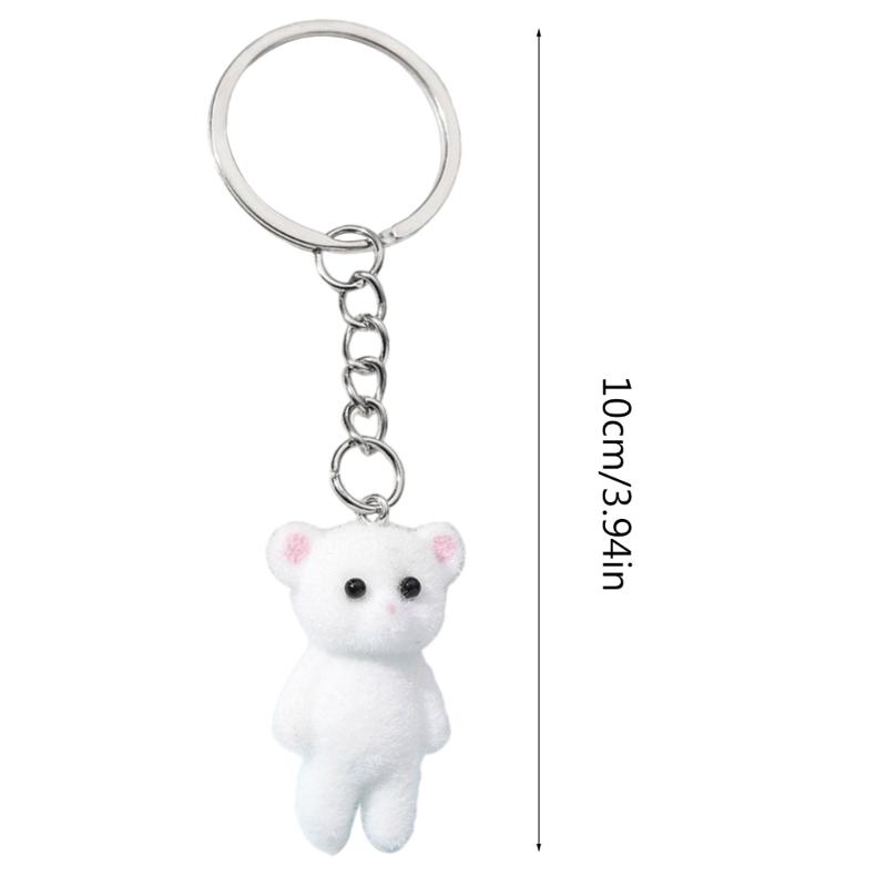 Handmade Kitten Cat Charm Keychains Lovely Ornament Women Car Keyring Backpack Handbag Charm Pendant Keys Holder