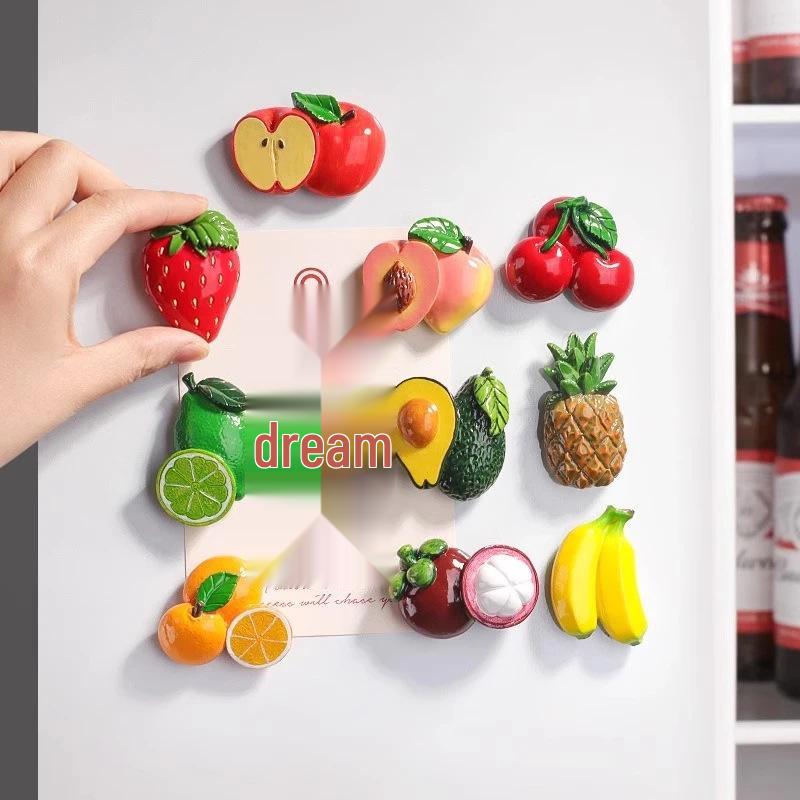 3D Fruit Refrigerator Magnet: Cute Resin Home Decor Accessory