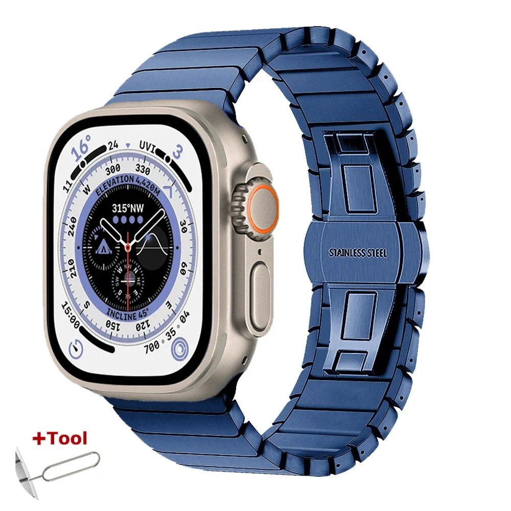 Stainless Steel Strap For Apple Watch Band Ultra 3/2/1 49mm 45mm 41mm 44mm 42mm 46mm Metal Link Bracelet iWatch 11 10 9 8 7 6 5