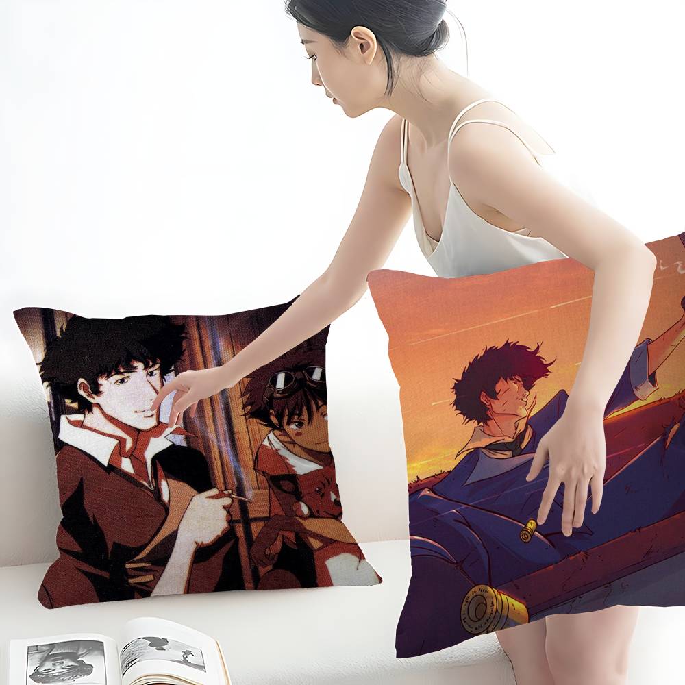 Capa de Almofada Anime C-Cowboy B-Bebop Polegadas Decoração Rústica Capas de Almofada de Lançamento para Decoração de Sofá