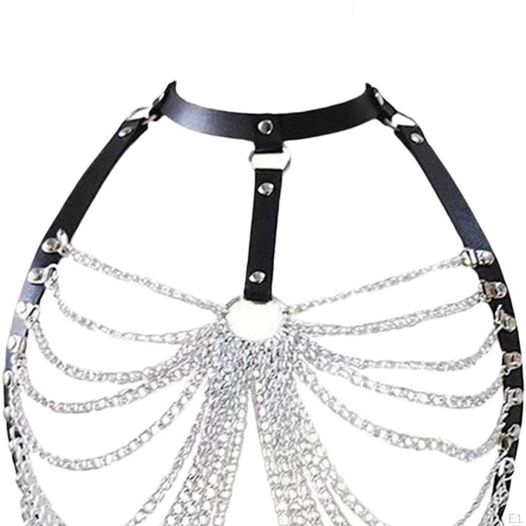 Fashion Body Chain Synthetic Leather Accessory Punk Layered Chest for party