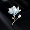 Magnolia Flower Brooch Zinc Alloy Faux Pearl Flower Lapel Pin Sweater Cardigan Coat Business Suit Decoration Men Women Clothing Accessories