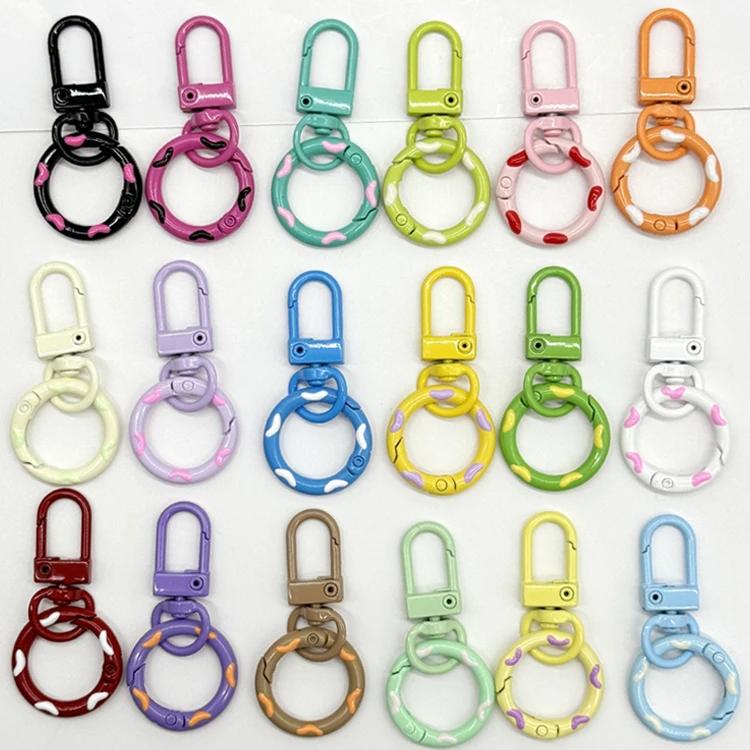10/1pcs New Color Alloy Keychains Handmade DIY Bead Jewelry Accessories Luggage Keychains Spring Buckles Pendants