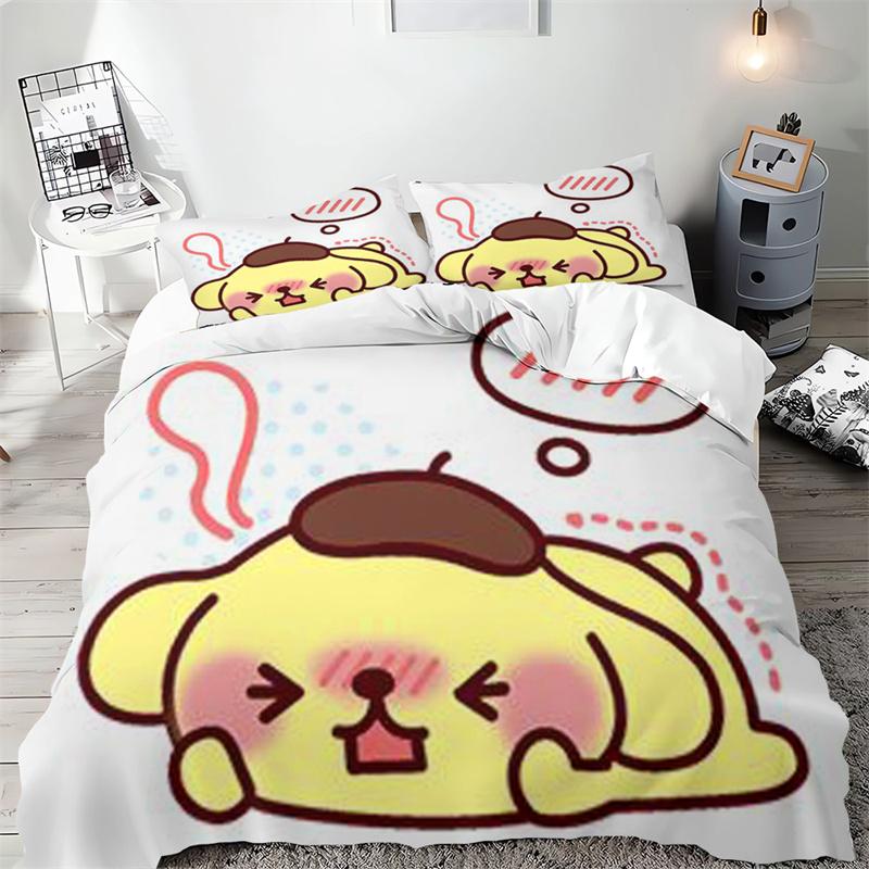 Sanrio Pom Pom Purin Bedding Sets Cartoon Dog Comforter Cover Bed Cover Duvet Cover Pillow Case 2-3 Pieces Sets Bedroom Decor