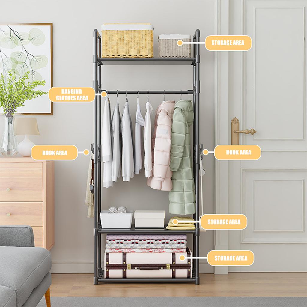 Clothing Rack Garment Rack with Bottom Shelf for Hanging Clothes Coat Skirts Shirts Sweaters Shoe Rack Storing Shoes