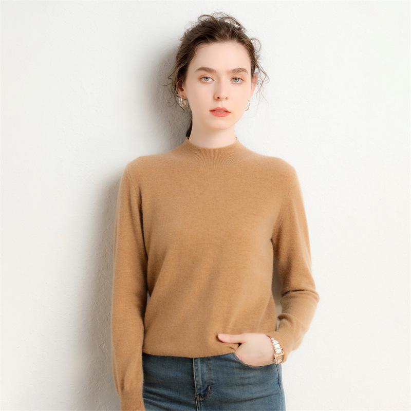 Lekasha Women's Cashmere Half-High Collar Warm Layer Top