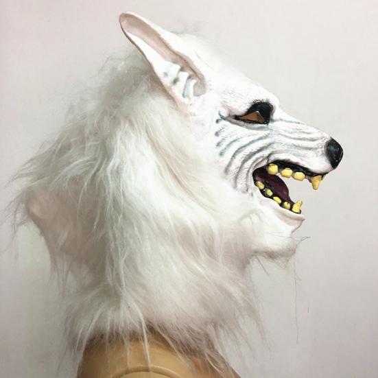 Halloween Horror Savage Wolf Head Mask Masquerade Fluffy Headgear Decoration