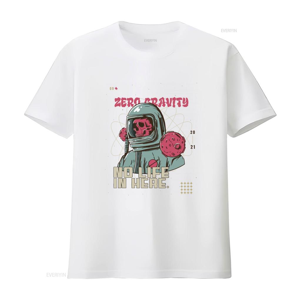 Zero Gravity Space Skull T Shirt Defying Boundaries with Astronaut Design and Atomic Elements Vintage Washed