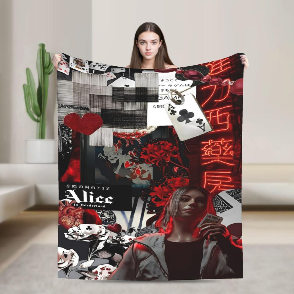TV Alice In Borderlande Chishiya Blanket Cover Flannel Throw Blanket Summer Air Conditioning Personalised Soft Warm Bedspreads
